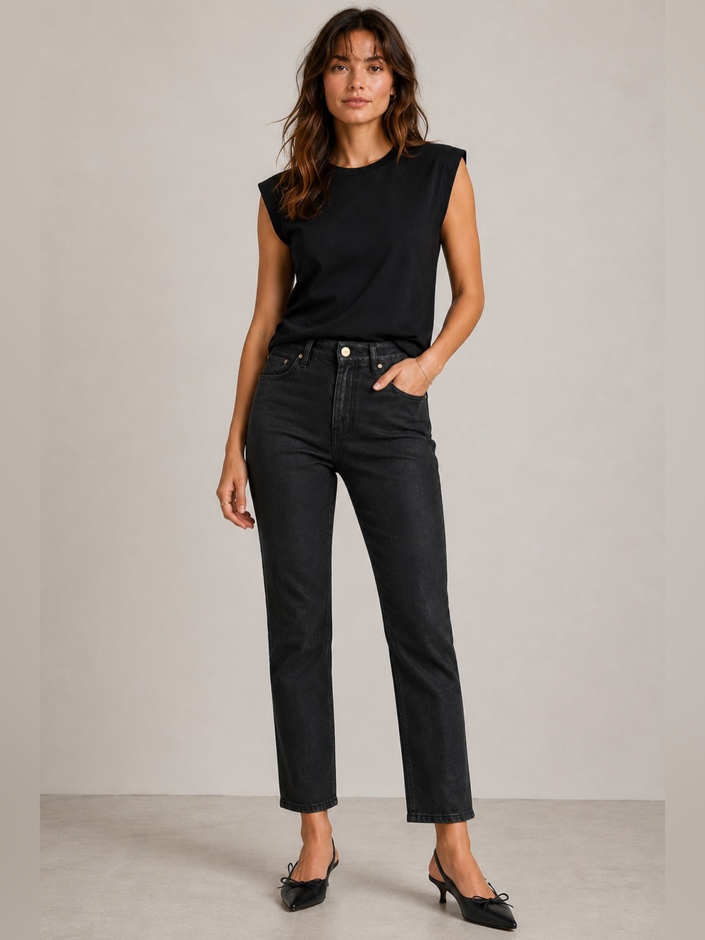FRAME Le Sylvie Slender Straight Waxed Black NOIR Jeans Size 28